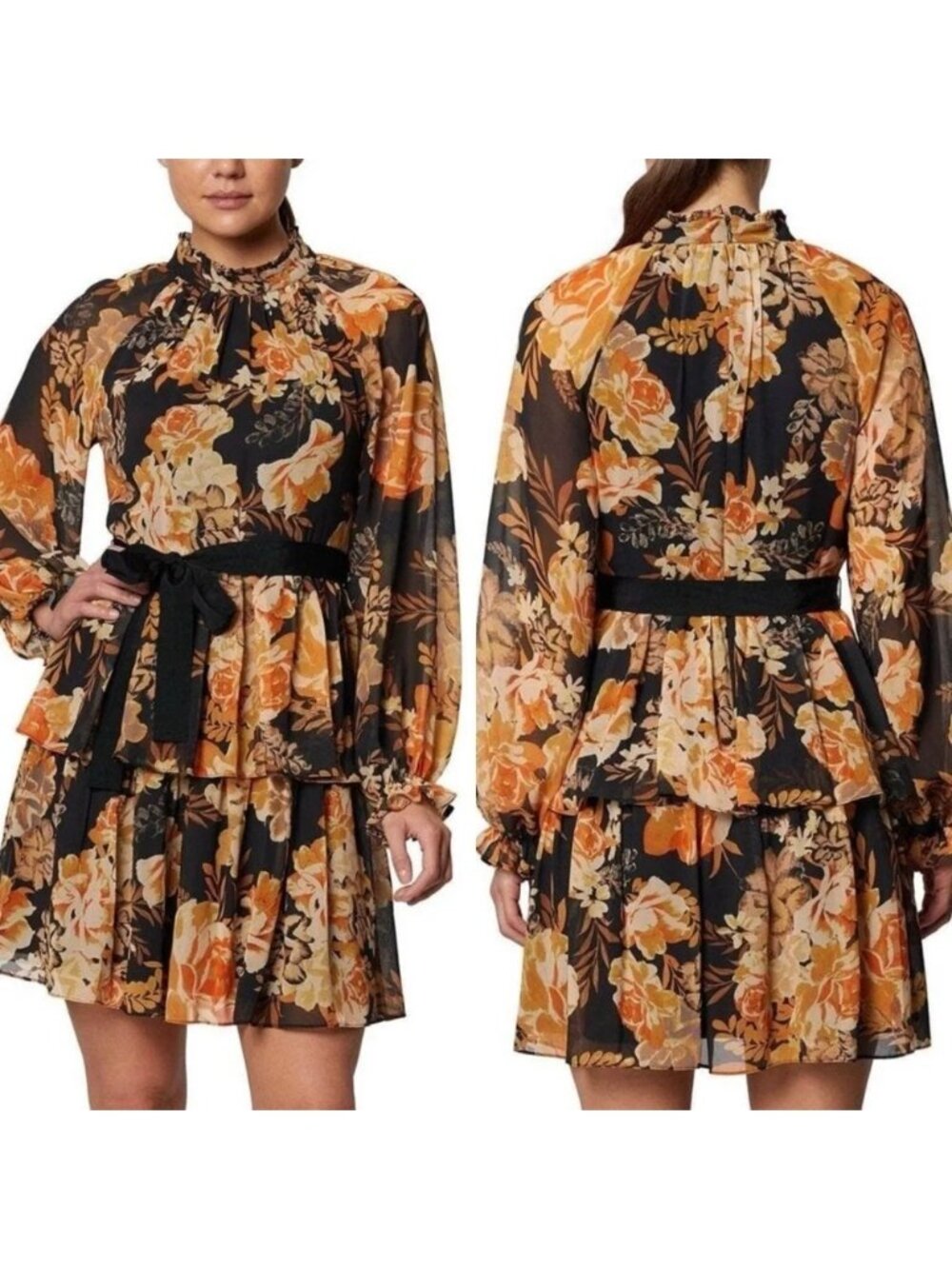 Laundry by Shelli Segal fall long sleeve tiered dress size 12